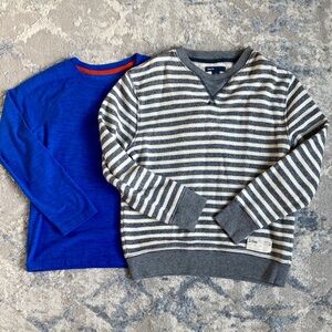 GAP Gray and Blue Crewneck Sweater + Old Navy Active Size M or 8 Long Sleeve Tee